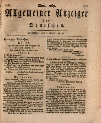 Allgemeiner Anzeiger der Deutschen Sonntag 6. Oktober 1811