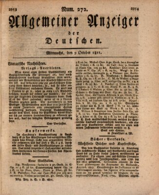 Allgemeiner Anzeiger der Deutschen Mittwoch 9. Oktober 1811