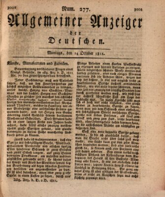 Allgemeiner Anzeiger der Deutschen Montag 14. Oktober 1811