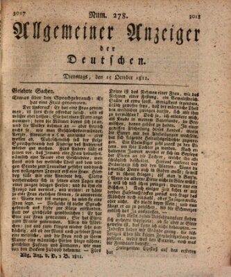 Allgemeiner Anzeiger der Deutschen Dienstag 15. Oktober 1811