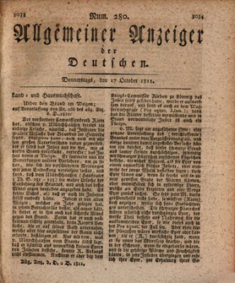 Allgemeiner Anzeiger der Deutschen Donnerstag 17. Oktober 1811