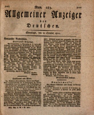 Allgemeiner Anzeiger der Deutschen Sonntag 20. Oktober 1811
