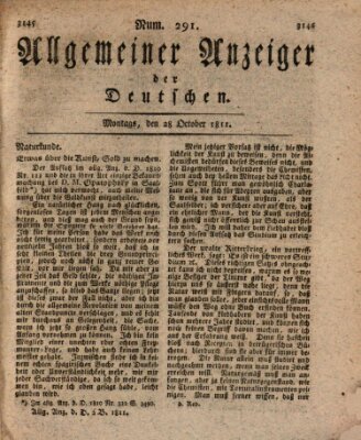 Allgemeiner Anzeiger der Deutschen Montag 28. Oktober 1811