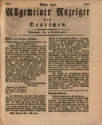 Allgemeiner Anzeiger der Deutschen Dienstag 29. Oktober 1811