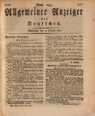 Allgemeiner Anzeiger der Deutschen Mittwoch 30. Oktober 1811