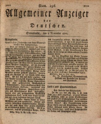 Allgemeiner Anzeiger der Deutschen Samstag 2. November 1811