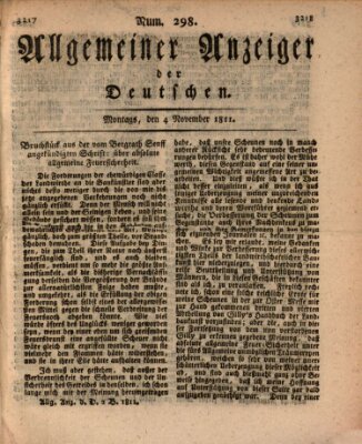 Allgemeiner Anzeiger der Deutschen Montag 4. November 1811