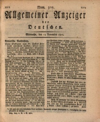 Allgemeiner Anzeiger der Deutschen Mittwoch 13. November 1811