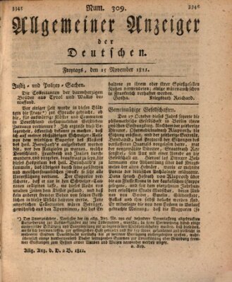 Allgemeiner Anzeiger der Deutschen Freitag 15. November 1811