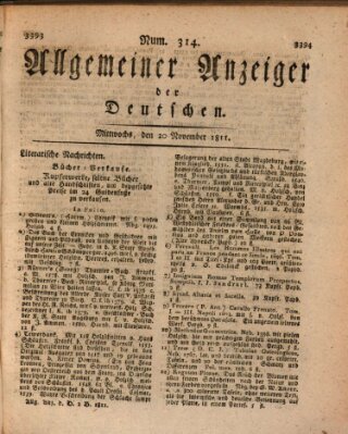 Allgemeiner Anzeiger der Deutschen Mittwoch 20. November 1811