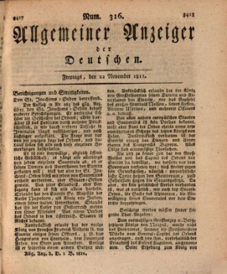 Allgemeiner Anzeiger der Deutschen Freitag 22. November 1811