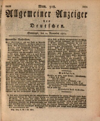 Allgemeiner Anzeiger der Deutschen Sonntag 24. November 1811