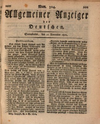 Allgemeiner Anzeiger der Deutschen Samstag 30. November 1811