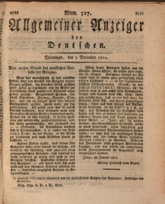 Allgemeiner Anzeiger der Deutschen Dienstag 3. Dezember 1811