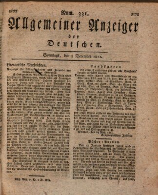 Allgemeiner Anzeiger der Deutschen Sonntag 8. Dezember 1811