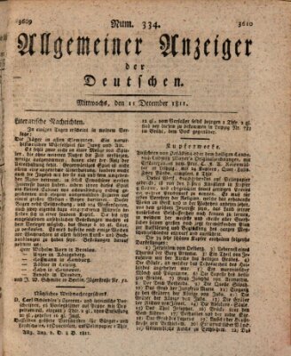 Allgemeiner Anzeiger der Deutschen Mittwoch 11. Dezember 1811