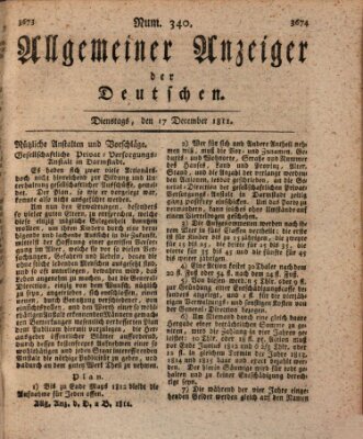 Allgemeiner Anzeiger der Deutschen Dienstag 17. Dezember 1811