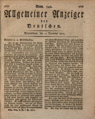 Allgemeiner Anzeiger der Deutschen Donnerstag 19. Dezember 1811