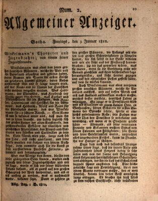 Allgemeiner Anzeiger der Deutschen Freitag 3. Januar 1812