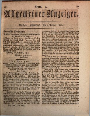 Allgemeiner Anzeiger der Deutschen Sonntag 5. Januar 1812