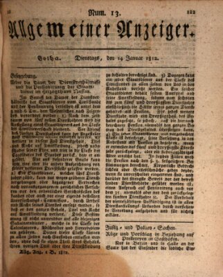 Allgemeiner Anzeiger der Deutschen Dienstag 14. Januar 1812