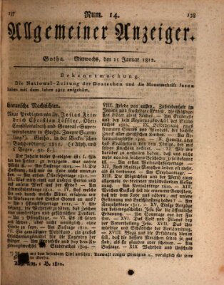 Allgemeiner Anzeiger der Deutschen Mittwoch 15. Januar 1812