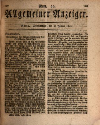 Allgemeiner Anzeiger der Deutschen Donnerstag 23. Januar 1812