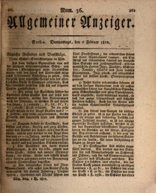 Allgemeiner Anzeiger der Deutschen Donnerstag 6. Februar 1812