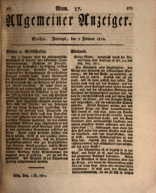 Allgemeiner Anzeiger der Deutschen Freitag 7. Februar 1812