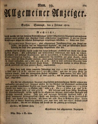 Allgemeiner Anzeiger der Deutschen Sonntag 9. Februar 1812