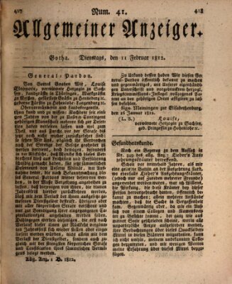 Allgemeiner Anzeiger der Deutschen Dienstag 11. Februar 1812