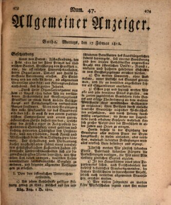 Allgemeiner Anzeiger der Deutschen Montag 17. Februar 1812