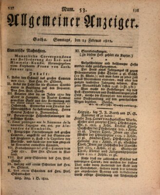 Allgemeiner Anzeiger der Deutschen Sonntag 23. Februar 1812