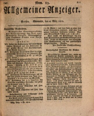 Allgemeiner Anzeiger der Deutschen Mittwoch 25. März 1812