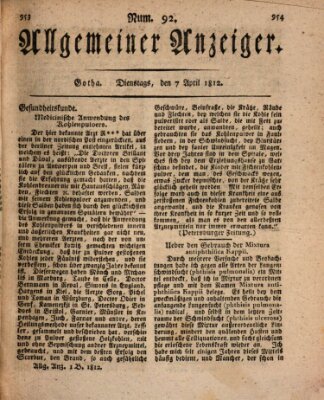 Allgemeiner Anzeiger der Deutschen Dienstag 7. April 1812