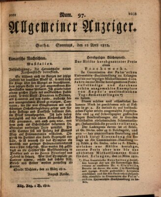 Allgemeiner Anzeiger der Deutschen Sonntag 12. April 1812