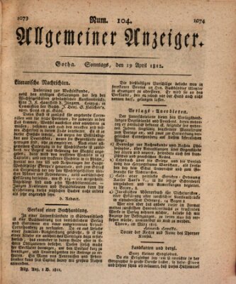 Allgemeiner Anzeiger der Deutschen Sonntag 19. April 1812