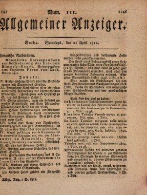 Allgemeiner Anzeiger der Deutschen Sonntag 26. April 1812