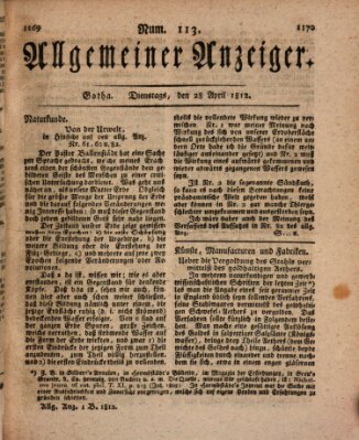 Allgemeiner Anzeiger der Deutschen Dienstag 28. April 1812