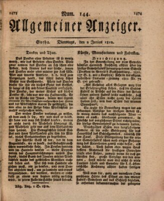 Allgemeiner Anzeiger der Deutschen Dienstag 2. Juni 1812