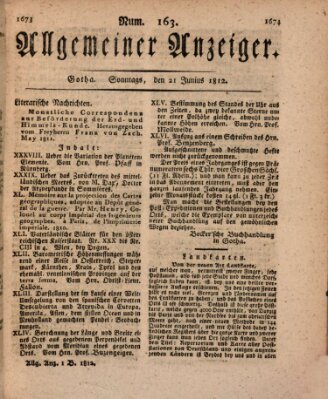 Allgemeiner Anzeiger der Deutschen Sonntag 21. Juni 1812