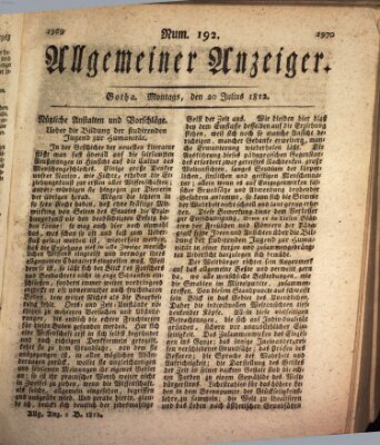 Allgemeiner Anzeiger der Deutschen Montag 20. Juli 1812