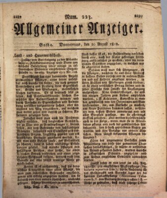 Allgemeiner Anzeiger der Deutschen Donnerstag 20. August 1812