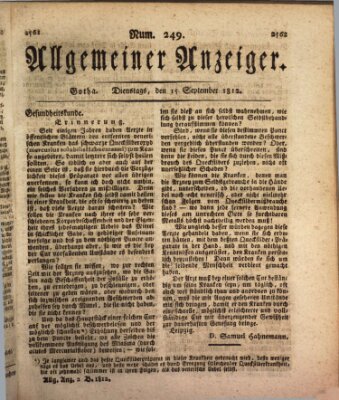 Allgemeiner Anzeiger der Deutschen Dienstag 15. September 1812