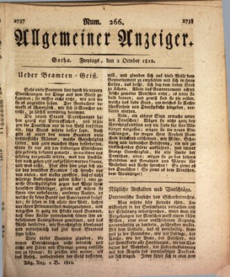 Allgemeiner Anzeiger der Deutschen Freitag 2. Oktober 1812