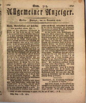 Allgemeiner Anzeiger der Deutschen Freitag 20. November 1812