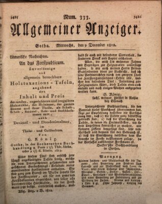 Allgemeiner Anzeiger der Deutschen Mittwoch 9. Dezember 1812