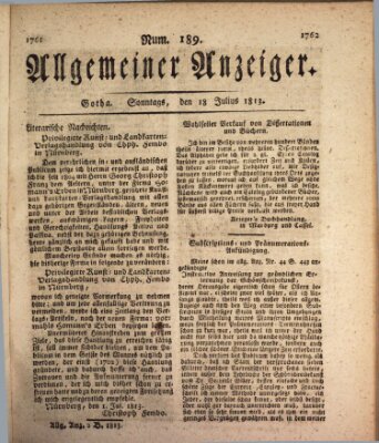 Allgemeiner Anzeiger der Deutschen Sonntag 18. Juli 1813