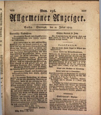 Allgemeiner Anzeiger der Deutschen Sonntag 25. Juli 1813