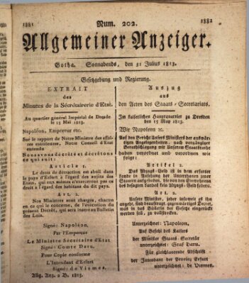 Allgemeiner Anzeiger der Deutschen Samstag 31. Juli 1813